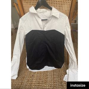 Tibi black and white blouse